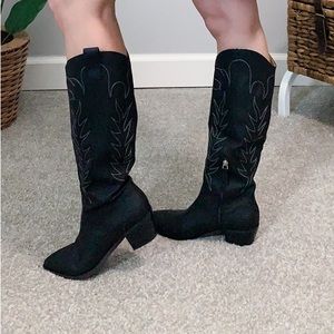 Black Inlay Western Boots NWB